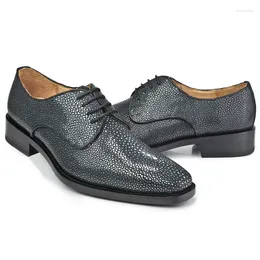 Chaussures habillées weitasi perle poisson peau hommes cuir pur manuel homme d'affaires masculin formel