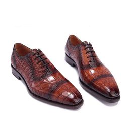 Chaussures habillées weitasi True Crocodile Pure Manual Business Hommes de loisirs formels en cuir authentique