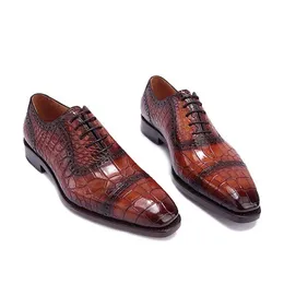 Chaussures habillées weitasi True Crocodile Pure Manual Business Hommes de loisirs formels semelle en cuir authentique 3I6T
