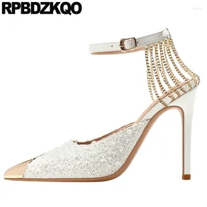 Chaussures habillées marques blanches femmes 2024 sandales talons hauts pompes en métal taille 33 plus 13 45 bracele