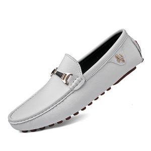 Zapatos de vestir Mocasines blancos Hombres Zapatos de cuero hechos a mano Negro Casual Driving Flats Blue SlipOn Mocasines Boat Shoes Plus Size 47 48 230509