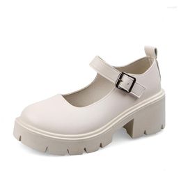 Dress Shoes White Mary Jane Shoe Ladies Autumn Japanese Lolita Vintage Soft High Heel Platform Leather College Student Black