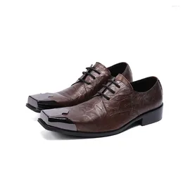 Dress Shoes Groothandel staal Tole Tole Men Party Handmade Formele bruiloftsplein teen Echt lederen maat 36-47