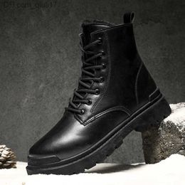 Geklede schoenen Winter enkellaarzen heren denim punk warme laarzen heren streetstyle schoenen outdoor herfst motorlaarzen heren casual sneeuwschoenen heren Z230809