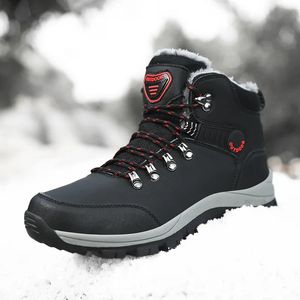 Zapatos de vestir Botas de invierno para hombre con piel Cálida nieve antideslizante Zapatos casuales de trabajo para hombre Zapatillas de deporte de cuero impermeables Botas altas hasta el tobillo de talla grande 231023