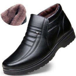 Chaussures habillées hiver imperméable hommes décontracté cuir flanelle haut sans lacet mâle caoutchouc chaud pour hommes 230201