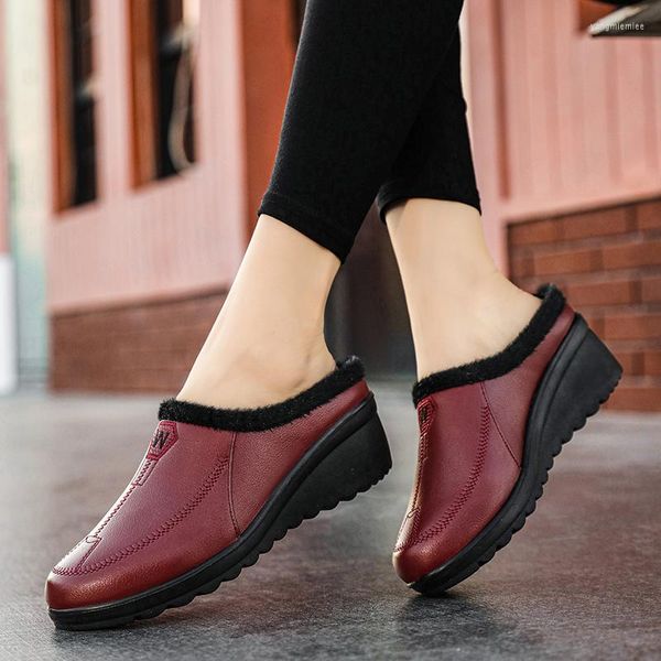 Zapatos de vestir para mujeres de invierno. Medias mocasines cuñas informales resbalones lighweight damas planos cómodos mocasins chaussures femme