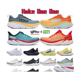 Zapatos de vestir con caja Hoka One Running Bondi Clifton 8 Carbon X 2 Zapatillas de deporte Absorción de impacto Diseñador Hombres Mujeres Zapato Goblin Blue Amber D Dhj5A