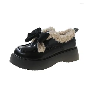 Dress Shoes Woman Flats Clogs Platform Loafers With Fur Casual Female Sneakers Oxfords Autumn Round Toe slip-on Creepers2024