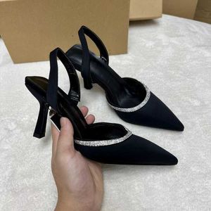 Chaussures habillées femme chaussures à talons hauts été 2023 élégant Sexy pointu Slingback pompes Bling fête mariage réception talons aiguilles dames sandales