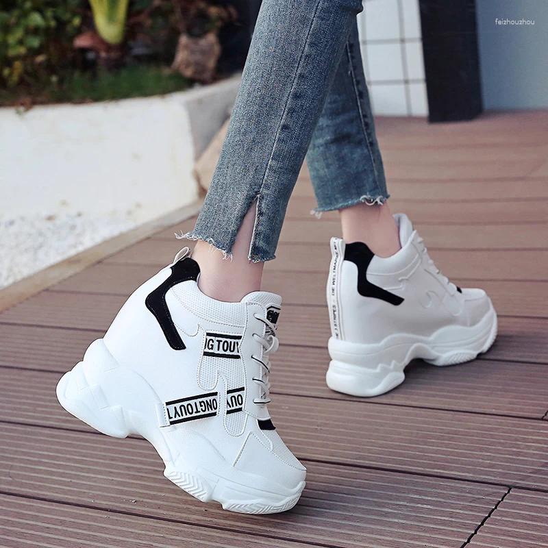 Jurk Schoenen Vrouw Platform Verborgen Hak Hoogte Toenemende Mesh Casual Wiggen Vrouwelijke Chaussure Femme 12 Cm Hakken Sneakers Eu 35-39