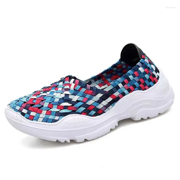 Zapatos de vestir Mujer Verano Tamaño Grande Tejido Elástico Suela Suave Antideslizante Transpirable Ligero Slip-On Mamá Casual