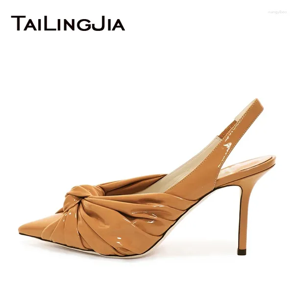 Chaussures habillées femme mariage jaune 9cm talon bas noué