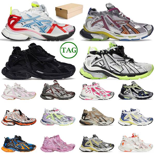 Chaussures habillées Femme Brand Runner 7.0 Parisien Femmes Male Pass Sense Graffiti Black Lime Yellow Sneakers Blanc Blanc Rose Rose Blue Tracks Mens Trainers Designer Sneakers