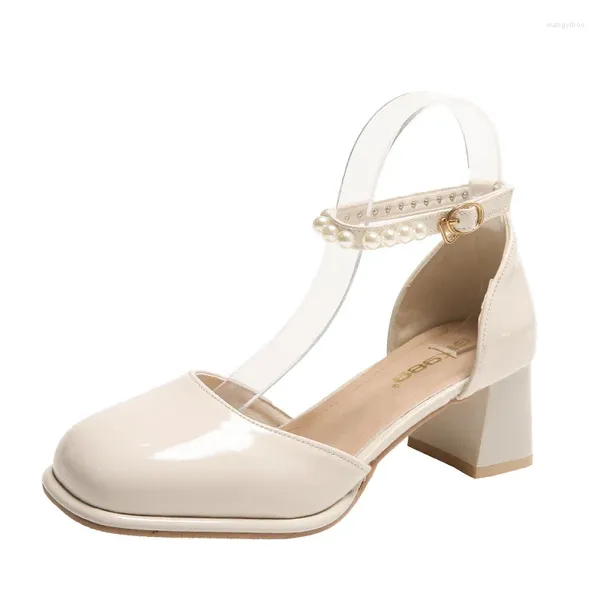 Robe chaussures femmes mariée mariage blanc chaîne perle bride à la cheville sandales dos arc pompes talons hauts été sandalias mujer