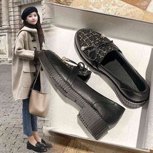 Robe chaussures femmes style britannique petites chaussures en cuir mode couleur correspondant arc plate-forme mocassins sandales à talons épais 220309