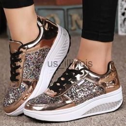 Kleiderschuhe Frauen lässige Glitzerschuhe Mesh Flat Shoes Ladies Pailletten vulkanisierte Schuhe Schnürten Sneaker Outdoor Sport Laufschuhe 2022 J231121