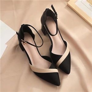 Dress Shoes Women Classic Beige Square Heel For Party Ladies Black Pu Leather Night Club Pumps 230220