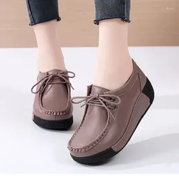 Zapatos de vestir plataforma para mujeres plataforma de moda y transpirable zapatillas de cuero genuino damas casuales