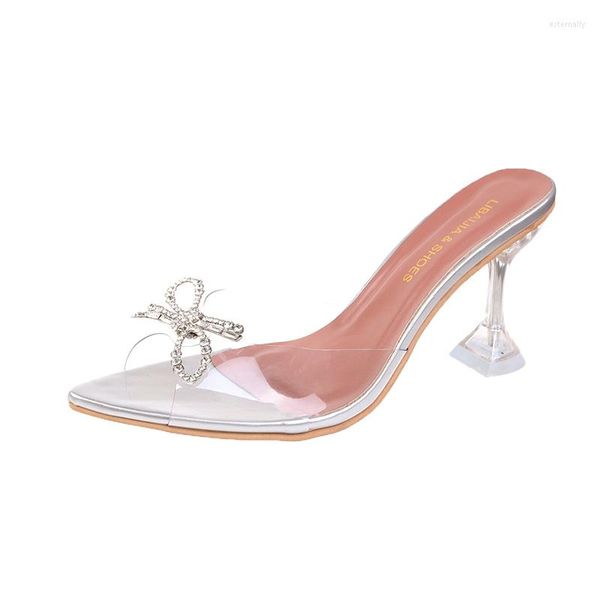 Zapatos de vestir Mujeres Fucsia Rosa PVC Tacón alto Stiletto Punta puntiaguda Bombas de boda transparentes Diseñador Banquete Calzado