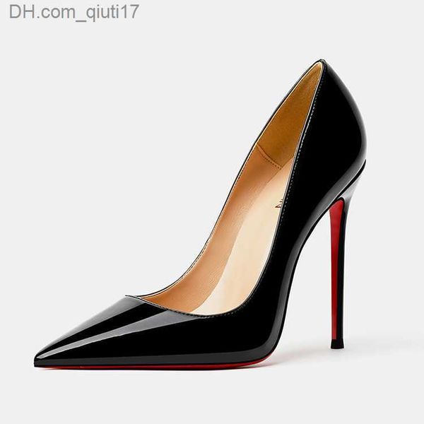 Zapatos de vestir Mujer Zapatos de tacón alto Sandalias de marca Fondo rojo brillante 8 cm 10 cm 12 cm Tacones finos Zapatos de boda sexy en punta Desnudo Negro Patente 34-44 Z230727