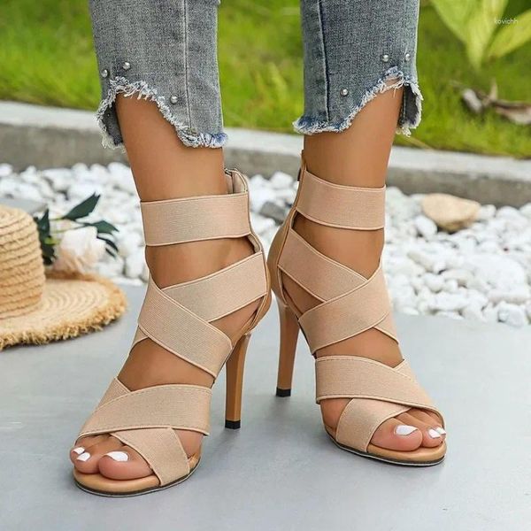 Zapatos de vestir Mujer Bombas 2024 Sping verano Peep Toe tacones altos hueco Roma tacón fino Sexy fiesta Mujer Zapatos De Mujer