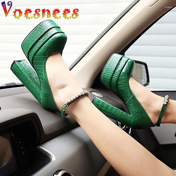 Chaussures habillées femmes pompes bling diamant cheville boucle bracelet talons hauts plate-forme imperméable mode imprimé serpent confortable