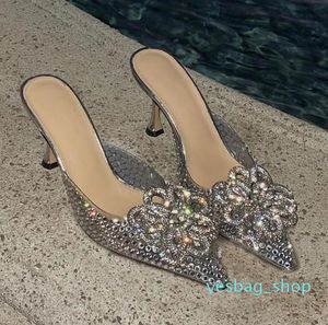 Chaussures habillées femmes pompes Crystal Bowknot Summer Lady Shoes Rhinestones Flash High Heels Party Prom Bride Shoe