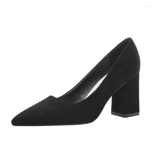 Zapatos de vestir para mujeres Bombas temperamento de tacón grueso negro alto femenino primavera y otoño elegante mujer taconas para mojer