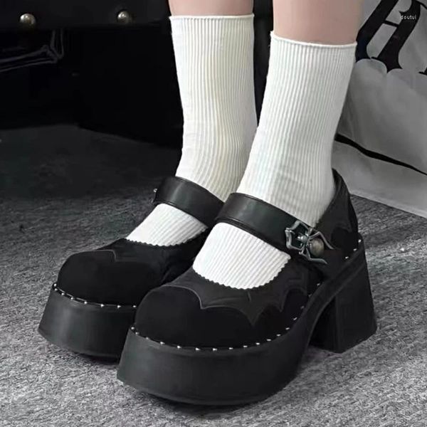 Robe chaussures femmes Punk PU cuir cheville Mary Janes personnalisé Spider Design Cool rétro grosse plate-forme pour femme 35-39