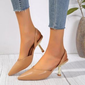 Dress Shoes Women's 2024 Plus Size Slingbacks Hoge Heel Slip-on Party Pump Women Pointed Toe dunne gesloten sandalen