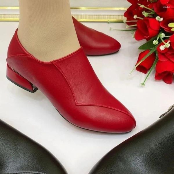 Scarpe eleganti da donna Tacco grosso Mamma Primavera Autunno Colore solido Comode pompe Casual Party Lavoro Tacchi alti Sapato Femininos