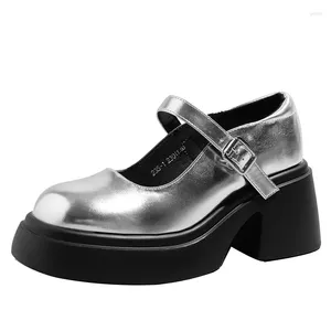 Chaussures habillées Designer Chunky Marie Jane Plate-forme Talons hauts Pompes en cuir PU Baskets 2024 Printemps Automne Fête Bottes à bout rond