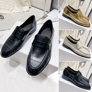 The Row Mocasines Zapatos sin cordones para mujer Plataforma Zapatos de vestir de diseñador de lujo Moda clásica Cuero de cocodrilo Un estribo Oficina Carrera Cena Boda Zapatos casuales