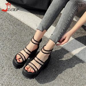 Kledingschoenen dameshakken sandalen modeplatform dikke hoge hakken zomer zwart open teen rits rits dames roman