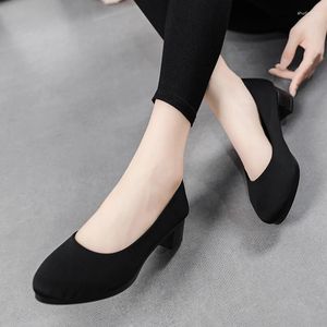 Dress Shoes Women's Ladies Pumps Black Office Werk Mode Vrouwen Waterdichte Casual Midden-Hels Mocassins Chaussures Femme