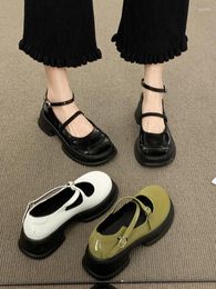 Dress Shoes Women's Leather 2023 Spring en herfst mode dikke bodem non-slip Mary Jane