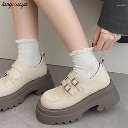 Dress Shoes Women's Platform Chunky High Heels Ankle Buckle Strap Round Toe Mary Janes Women Punk Style Lolita JK Uniform