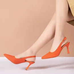 Kleidschuhe Damenpumpen 2023 Sommer für Frauen Sexy dünne Fersen Sandale Designer Orange High Heel Party Zapatos de Mujer