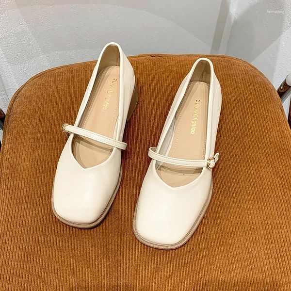 Zapatos de vestir Zapatos de tacón para mujer Mary Jane Charol Tacones cuadrados Punta con hebilla alta Blanco 35-40