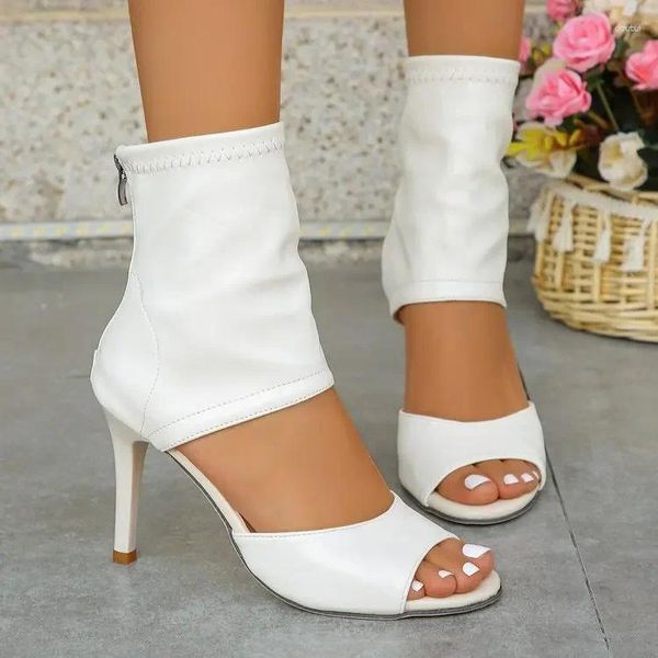 Zapatos de vestir sandalias para mujeres sexy tacones súper altos bolso de punta de pío mula con estilo de moda transpirable flaco casual