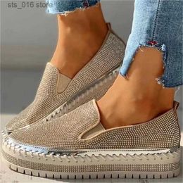 Chaussures habillées Chaussures pour femmes 2023 Mode Appartements Strass Bling Couture Plate-forme Mocassins Chaussures de luxe Casual Confortable Chaussures Femme T230826