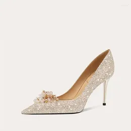 Dress Shoes Dames Wedding Bridal High Heels Pointed-teen glitter Crystal Rhinestone Pumps