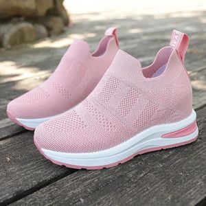 Chaussures habillées Baskets chaussettes compensées pour femmes confortables tricotées à enfiler augmentant la hauteur décontractée non