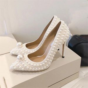 Chaussures habillées Femmes Blanc Perle Mariage Pompes 100 Talons Sparkling Mariée Mariée Demoiselle D'honneur Dîner Marque Vipol 9992403121011