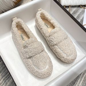 Dress Shoes Winter Plush Shoes Fashion Chain Round Head Design Outdoor Leisure Warm Snow Boots Plus Size Loafers 41-43 221119