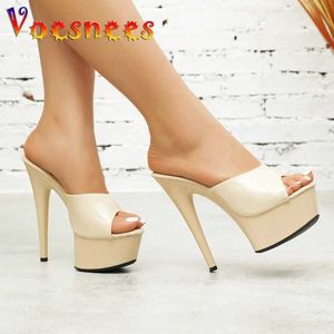 Zapatos de vestir Sandalias de mujer 2023 Estilo simple Bombas de tacón alto fino 15 cm Plataforma gruesa Zapatillas Moda Banquete Verano Mujer Beige H240325