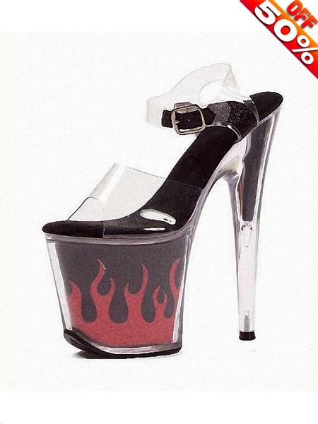 Zapatos de vestir Mujeres Sexy Tacones altos Plataforma Bling Crystal Thin Stripper Flame 8 pulgadas Fetish Props 20 cm Modelos de novedad Fiesta