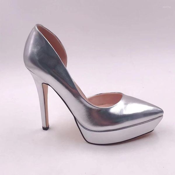 Zapatos de vestir Mujer Verano 2023 Tacones Elegante Diseñador Plata Lujo Stiletto En Plataforma Chic Point Party Punta estrecha