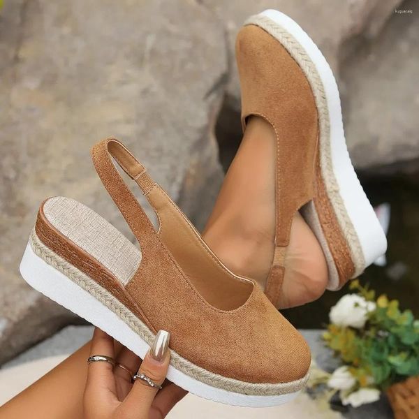 Zapatos de vestir Mujeres Verano Llanura Sandalias de cuña Bohemio Hecho a mano Señoras Casual Cómodo Alpargatas Plataforma Bombas Sandalias De Mujer